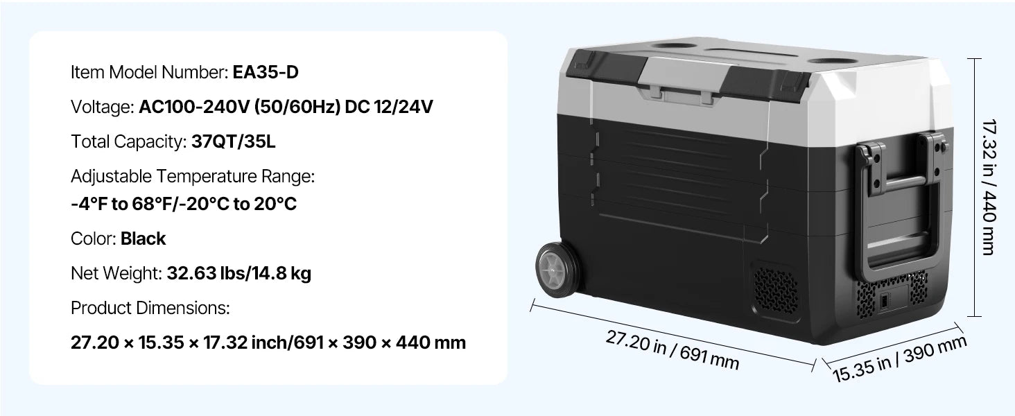 SucceBuy 20L 22L 35L 45L 55L Car Refrigerator Mini Fridge Freezer Portable Compressor Cooler DC 110-240V Ice Box for Camping