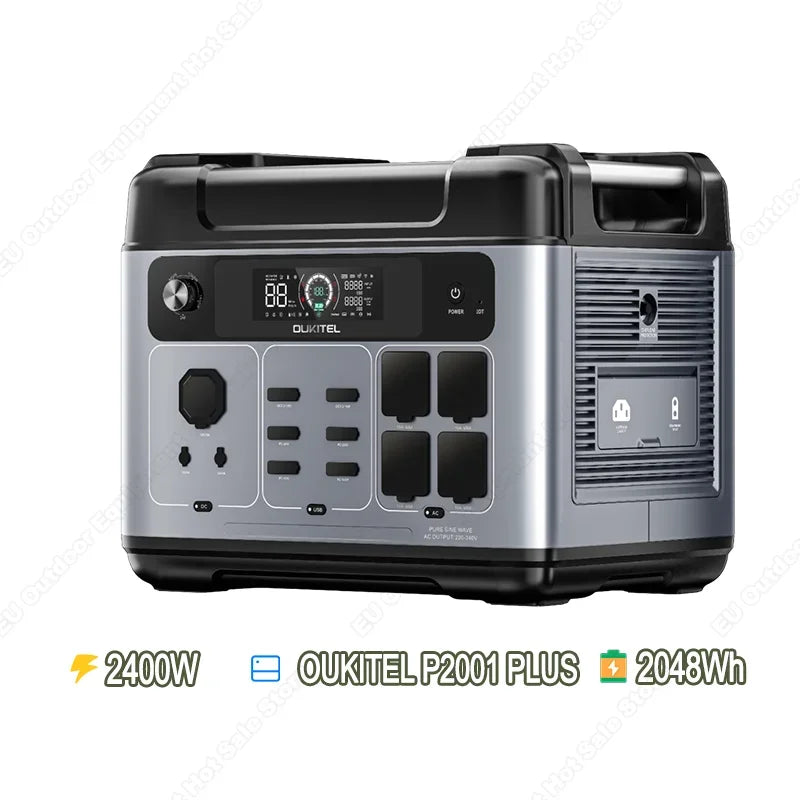 OUKITEL P2001E PLUS Portable Power Station 2400W Solar Generator 2048Wh Lifepo4 Battery Home Backup Outdoor Camping Mobile power