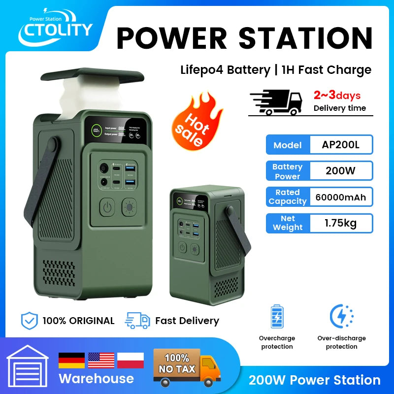 Power Stations 192Wh, 200W Portable Lifepo4 Battery, Power Bank for Camping, Emergency Energy, 60000mAh Capacity, Anker Power