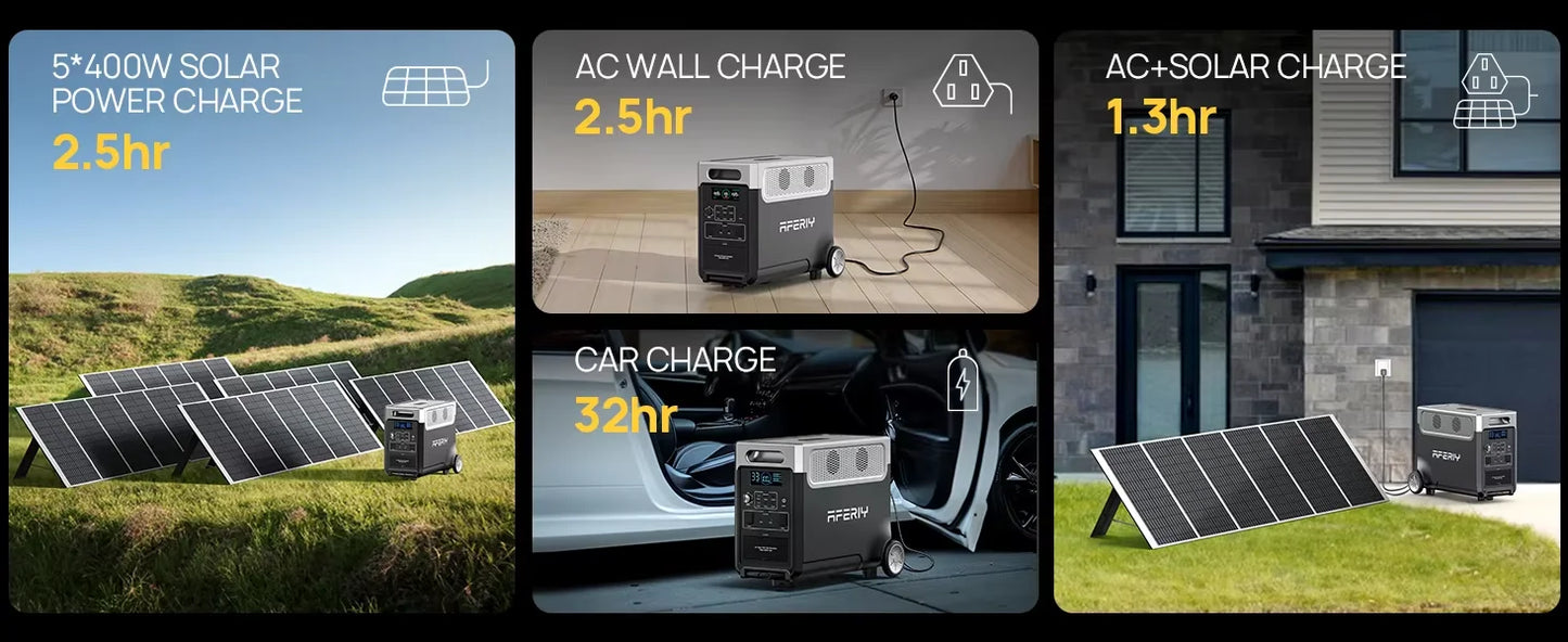 AFERIY P310 Portable Power Station 3600W Solar Generator 3840Wh LiFePO4 Battery Home Backup Outdoor Camping Mobile Power