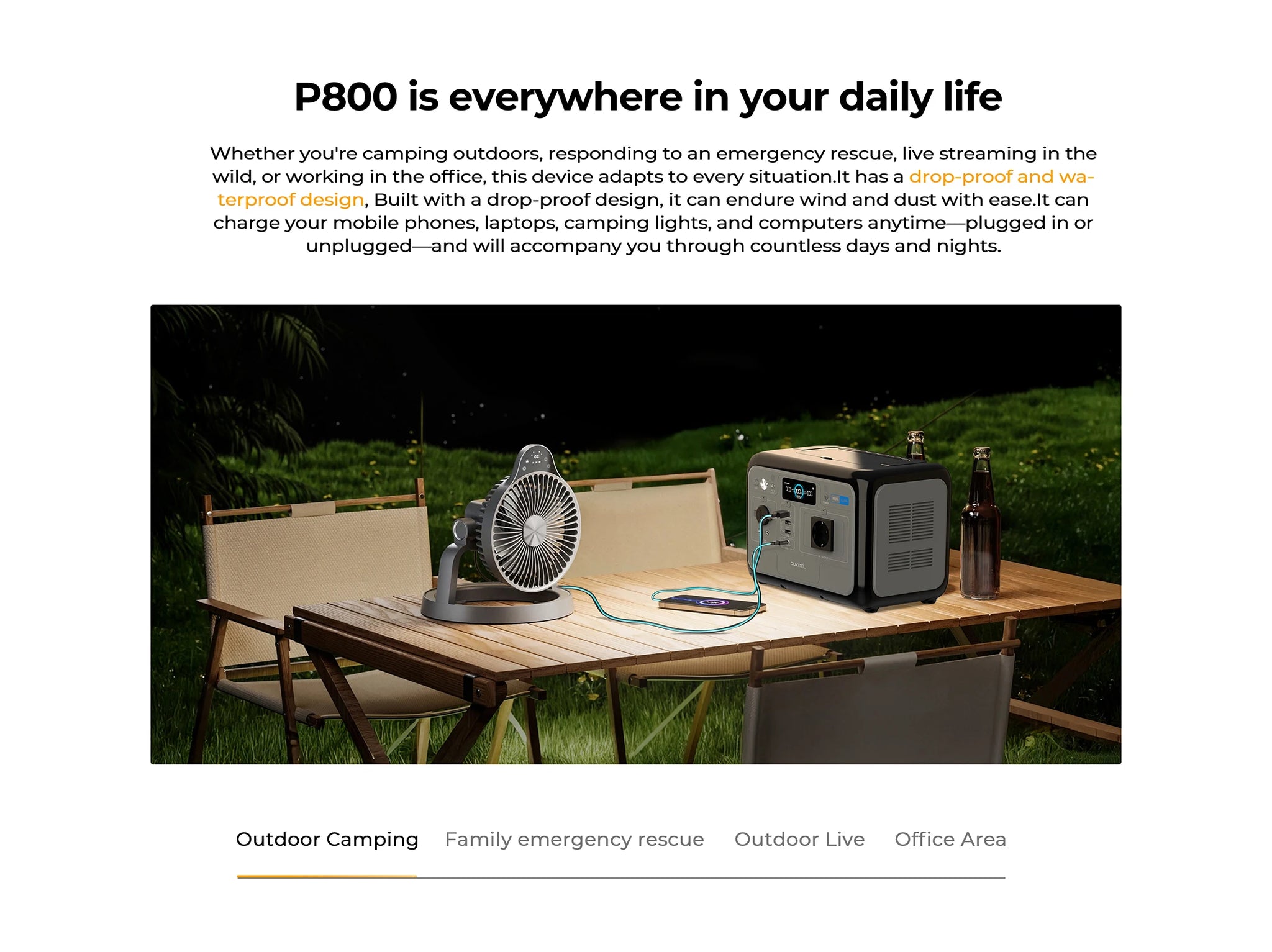 OUKITEL P800E Portable Power Station 800W Solar Generator 512Wh Lifepo4 Battery Home Backup Outdoor Camping Mobile power