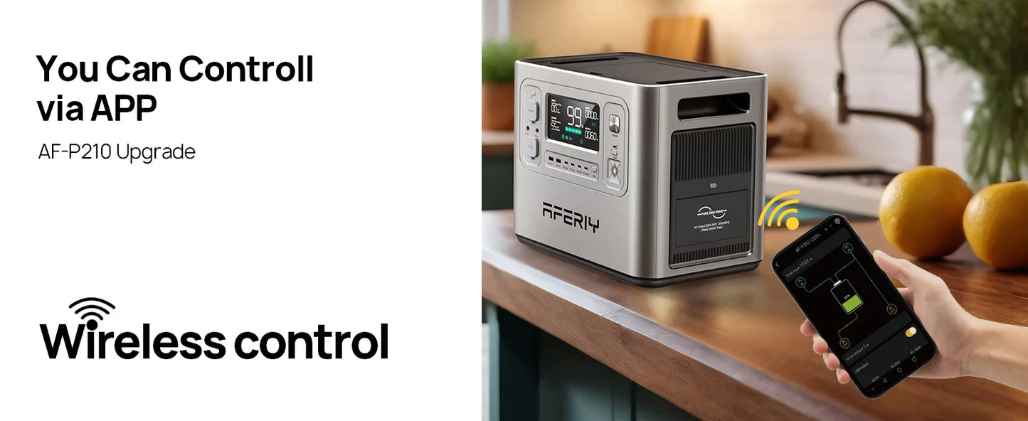 AFERIY AF-P210 Portable Power Station 2400W Solar Generator 2048Wh LiFePO4 Battery Home Backup Outdoor Camping Mobile Power