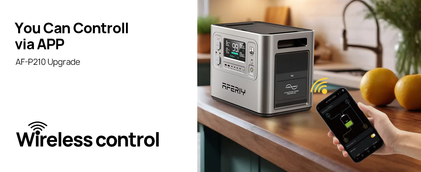AFERIY AF-P210 Portable Power Station 2400W Solar Generator 2048Wh LiFePO4 Battery Home Backup Outdoor Camping Mobile Power