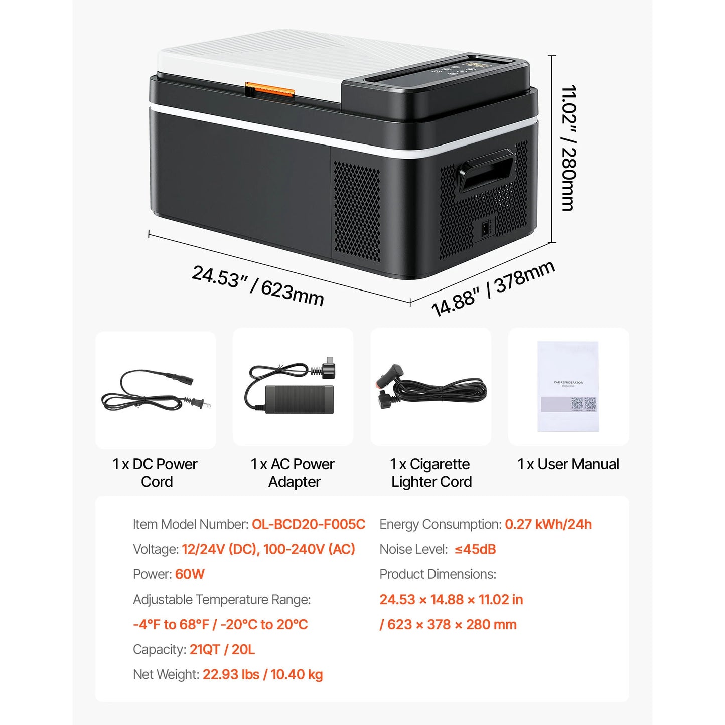 SucceBuy 15L 20L 22L Car Refrigerator Electric Cooler -4°F to 68°F Car Fridge with APP Control Cars Freezer for RVs Camping