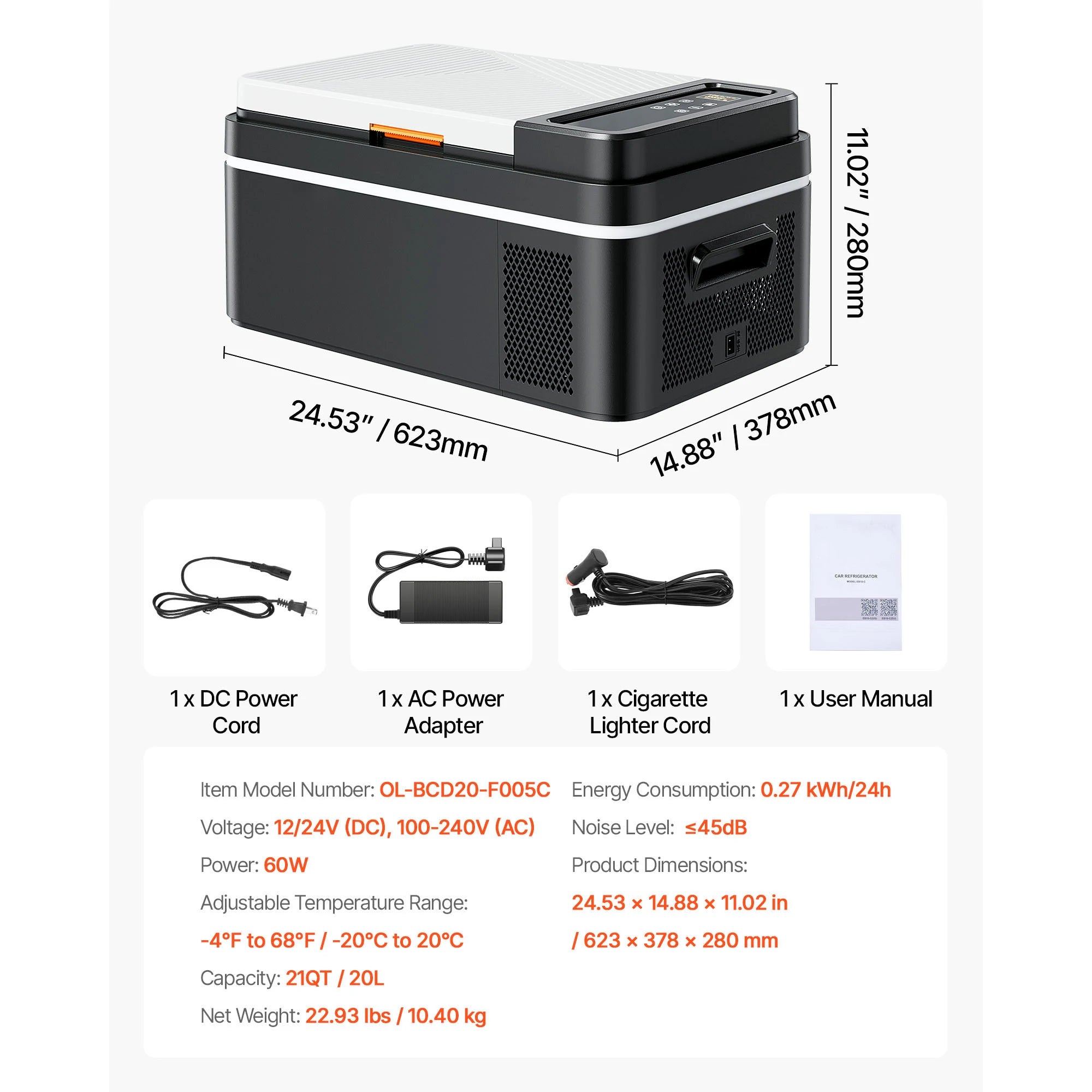 SucceBuy 15L 20L 22L Car Refrigerator Electric Cooler -4°F to 68°F Car Fridge with APP Control Cars Freezer for RVs Camping