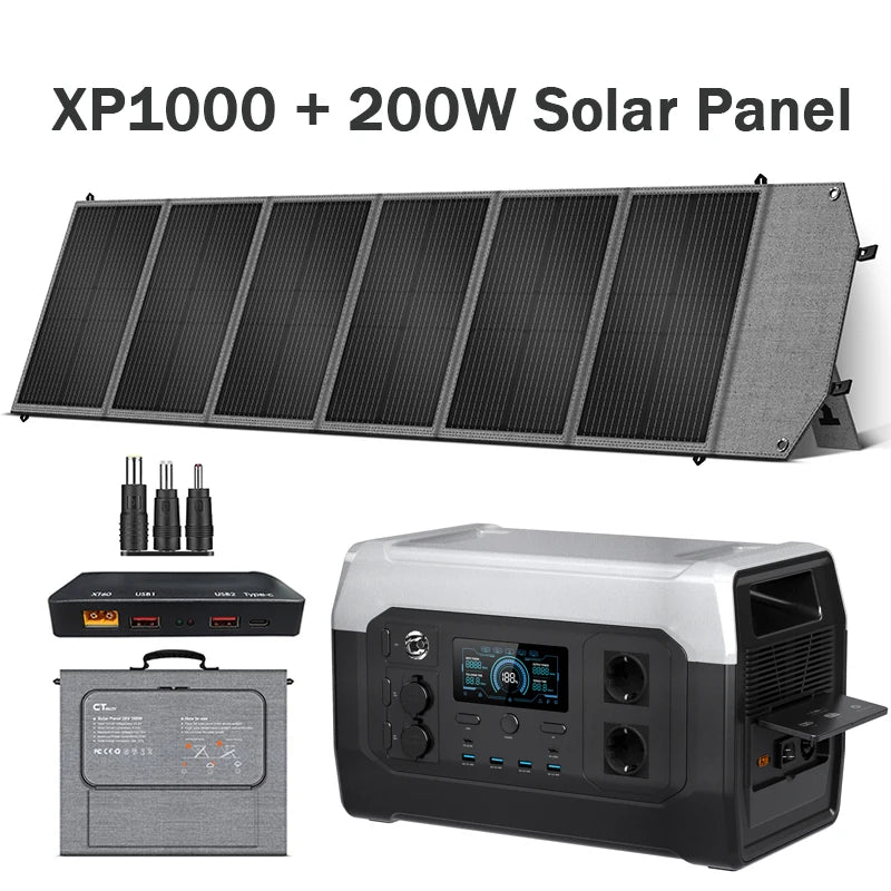 1800w Portable Power Station with 200w Solar Panel 220V Pure Sinve Wave Lifepo4 Battery UPS Function портативная электростанция