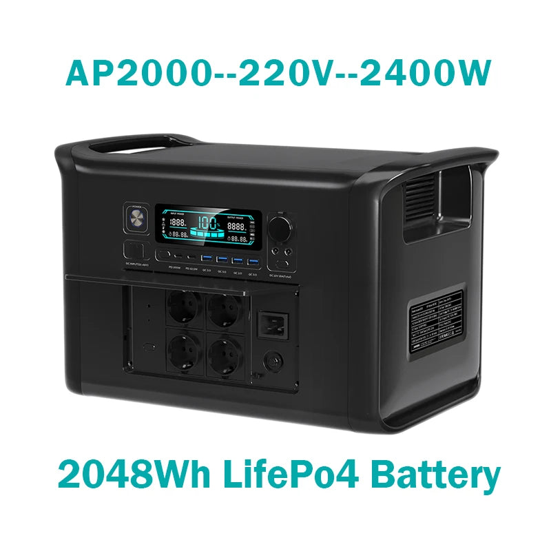 CTOLITY AP400 500W Portable Power Station 2048Wh LiFePo4 Battery 400W Solar Panel AP1000 1800W AC Charging Station Power Bank