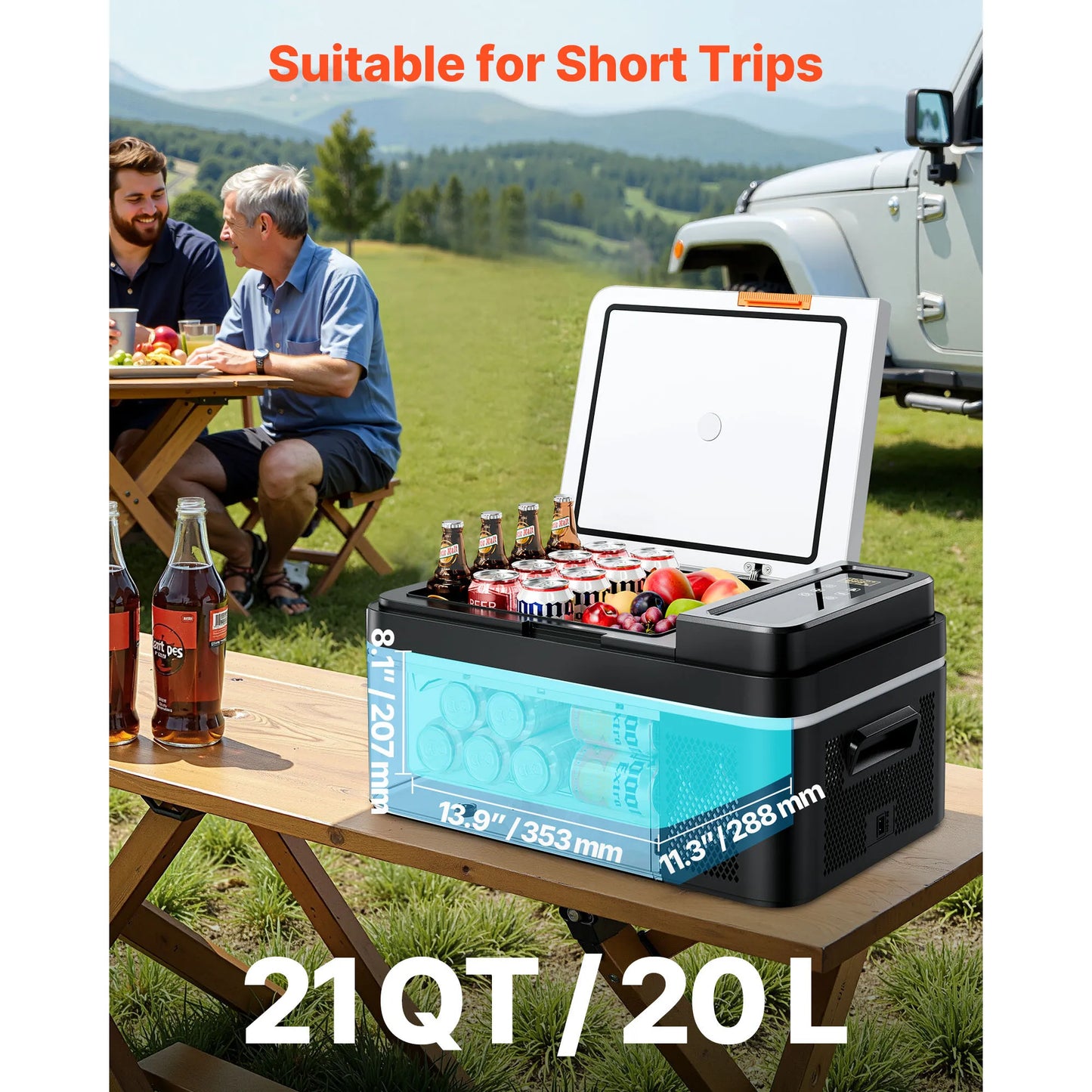 SucceBuy 20 L Portable Refrigerator Car Refrigerator Electric Compressor Cooler with APP Control Cars Freezer for Camping RVs