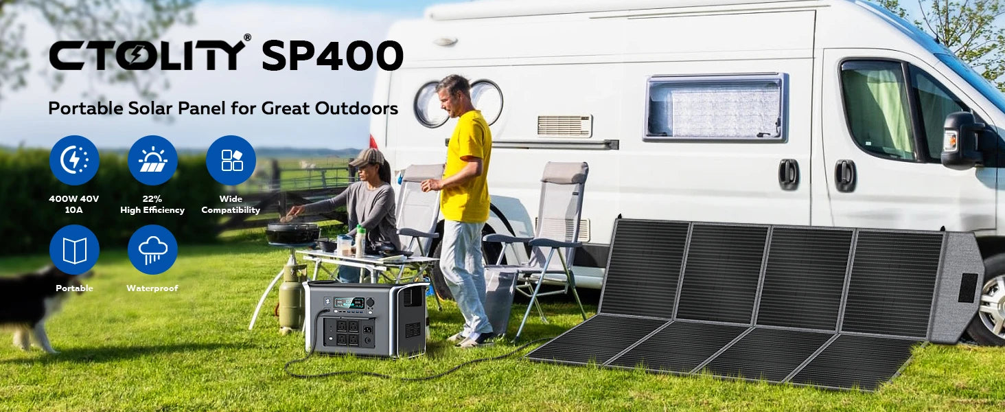 CTOLITY AP400 500W Portable Power Station 2048Wh LiFePo4 Battery 400W Solar Panel AP1000 1800W AC Charging Station Power Bank