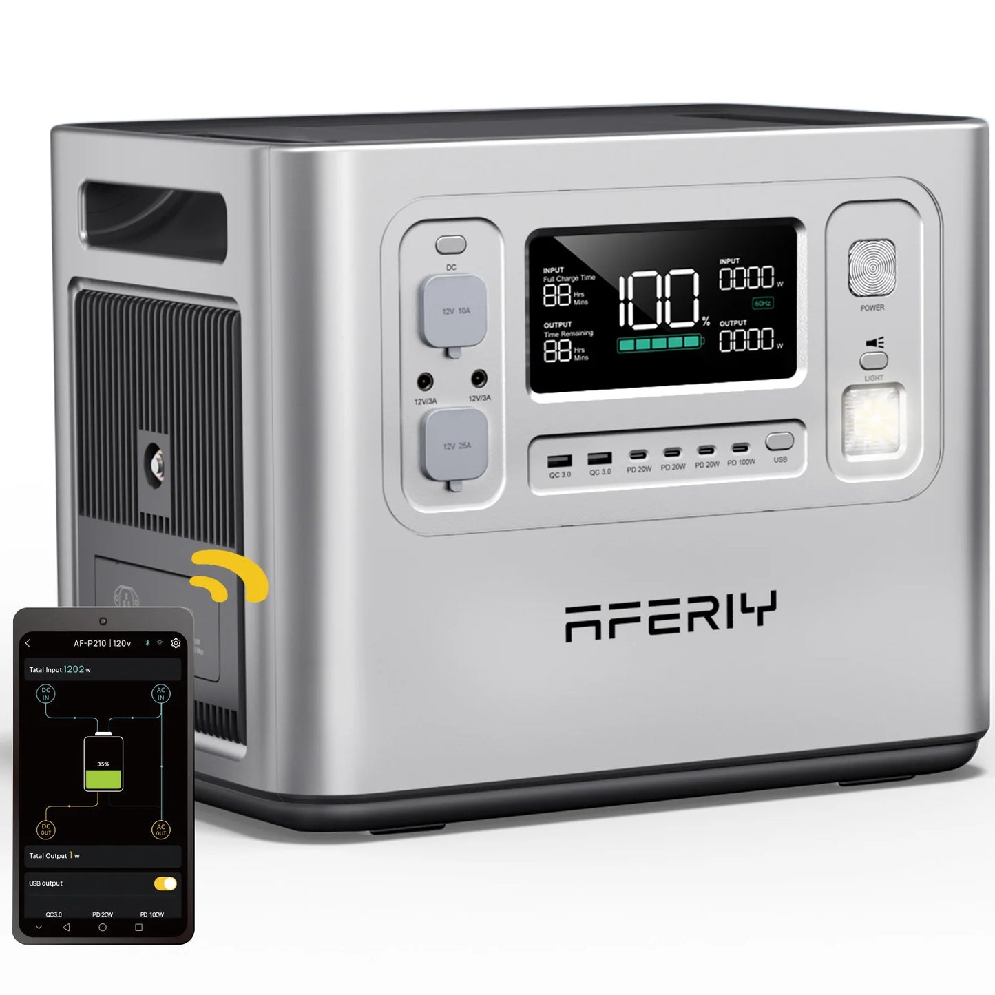 AFERIY AF-P210 Portable Power Station 2400W Solar Generator 2048Wh LiFePO4 Battery Home Backup Outdoor Camping Mobile Power