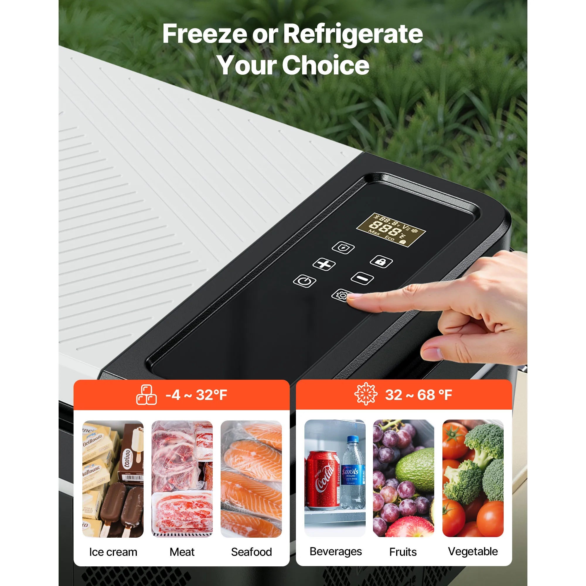 SucceBuy 20 L Portable Refrigerator Car Refrigerator Electric Compressor Cooler with APP Control Cars Freezer for Camping RVs