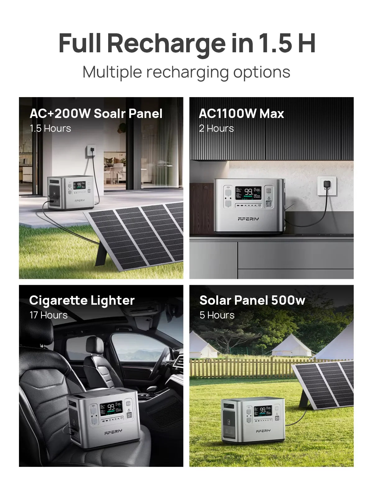 AFERIY AF-P210 Portable Power Station 2400W Solar Generator 2048Wh LiFePO4 Battery Home Backup Outdoor Camping Mobile Power