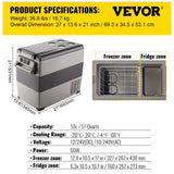 VEVOR 35L/45L/55L Car Fridge Freezer, Portable Compressor Cooler for Vehicles, Travel, Outdoor & Home Use