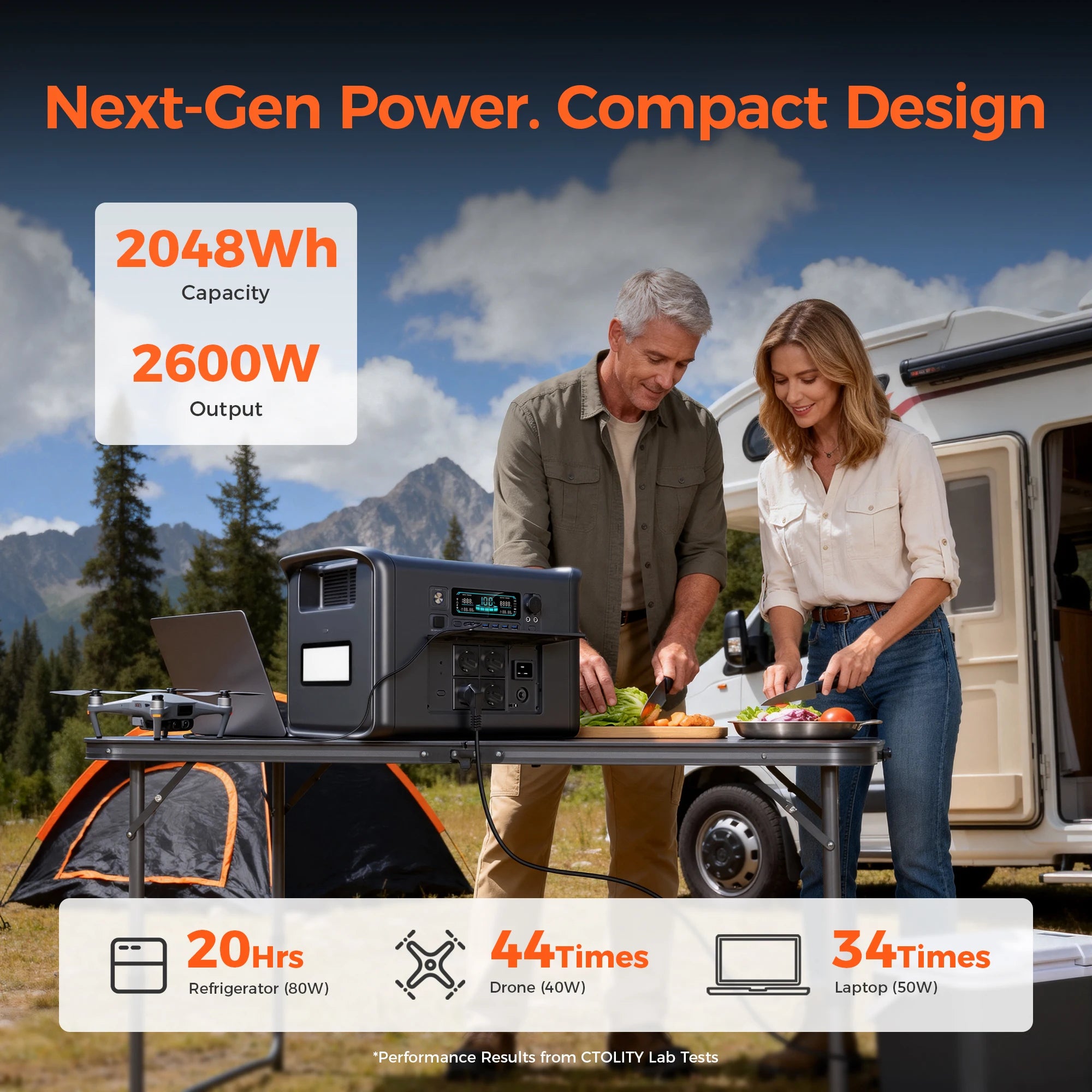 CTOLITY AP400 500W Portable Power Station 2048Wh LiFePo4 Battery 400W Solar Panel AP1000 1800W AC Charging Station Power Bank
