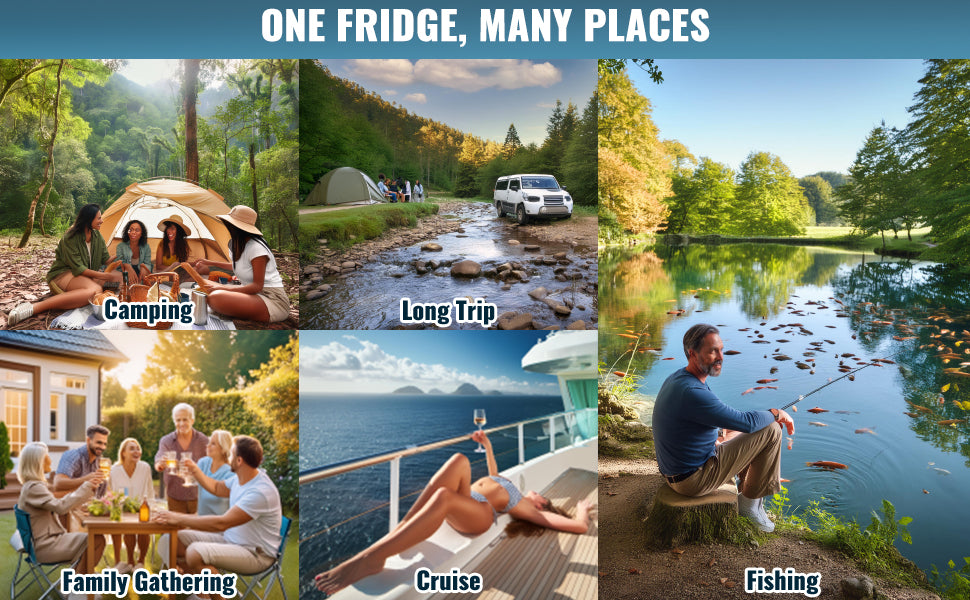 SucceBuy 30/37/45L Car Refrigerator Single Zone Portable Freezer&Built-in Light Compressor Cooler for Outdoor Camping RV