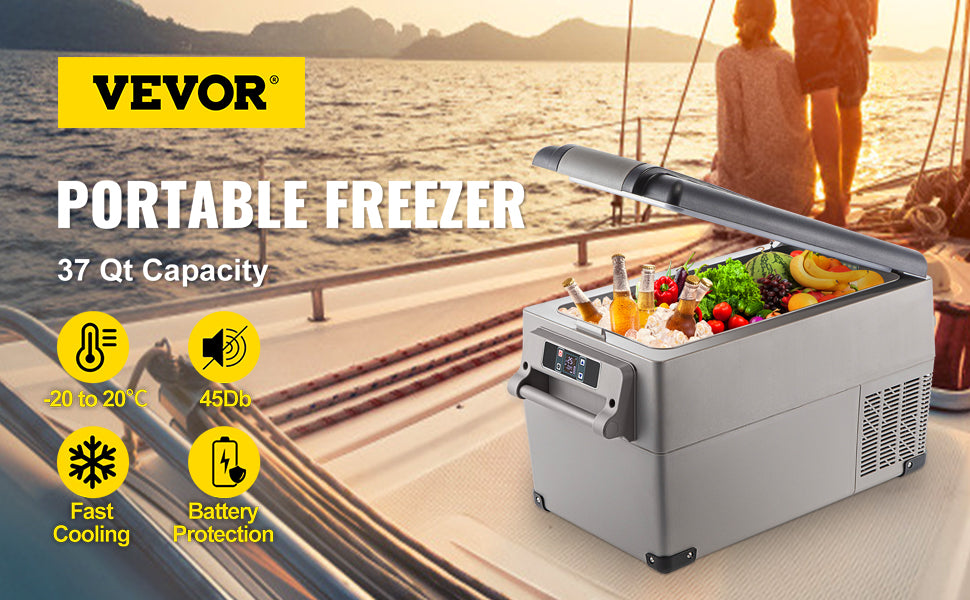 VEVOR 35L/45L/55L Car Fridge Freezer, Portable Compressor Cooler for Vehicles, Travel, Outdoor & Home Use