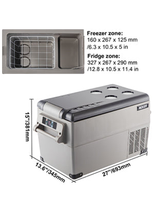 VEVOR 35L/45L/55L Car Fridge Freezer, Portable Compressor Cooler for Vehicles, Travel, Outdoor & Home Use