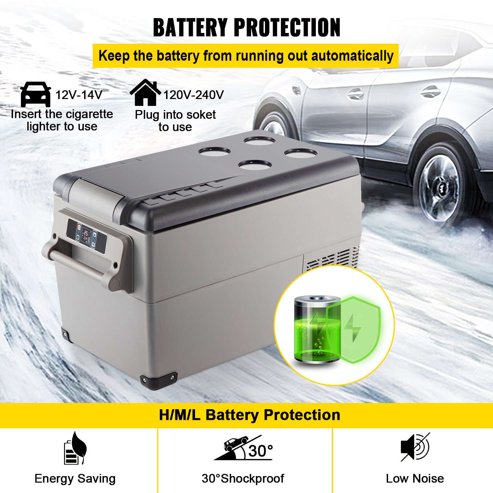 SucceBuy 20L 22L 35L 45L 55L Car Refrigerator Mini Fridge Freezer Portable Compressor Cooler DC 110-240V Ice Box for Camping