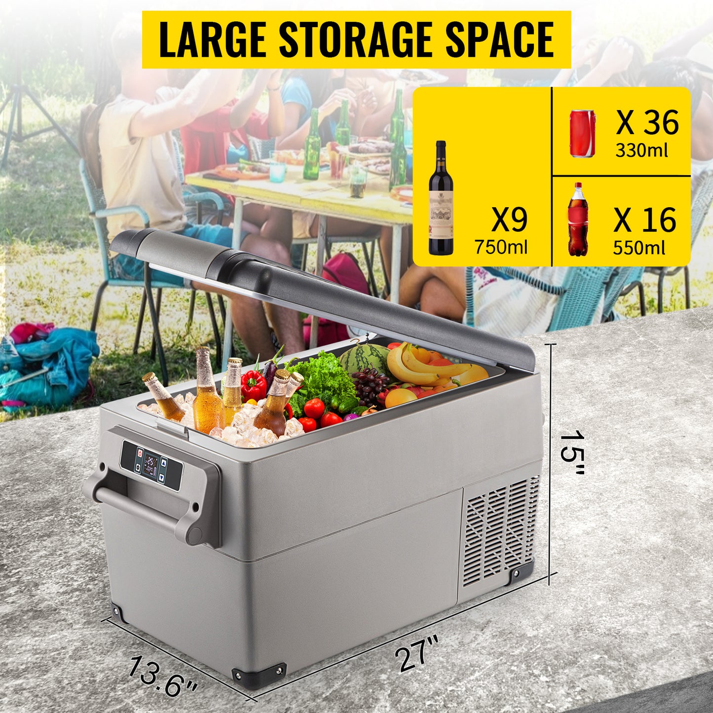 VEVOR 35L/45L/55L Car Fridge Freezer, Portable Compressor Cooler for Vehicles, Travel, Outdoor & Home Use