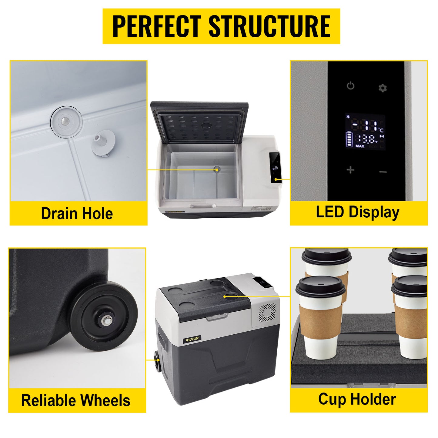 SucceBuy 30L 40L 50L Mini Car Refrigerator Small Fridge Freezer Portable Compressor Cooler 220V for Driving Camping Picnic