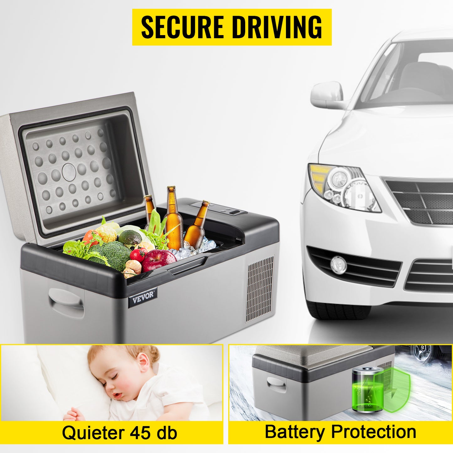 VEVOR 15L/20L Car Freezer Fridge, Portable Compressor Cooler with App Control for Camping, Travel, Outdoor & Home