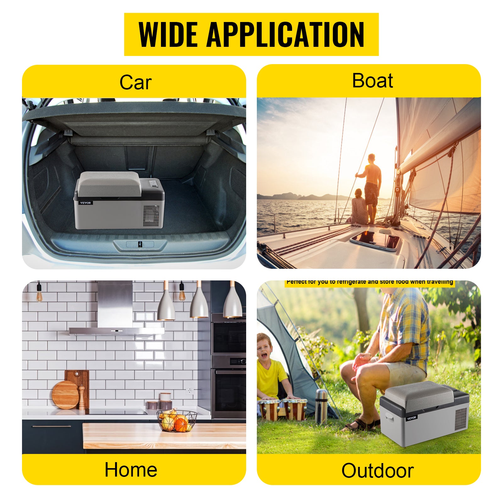 VEVOR 15L/20L Car Freezer Fridge, Portable Compressor Cooler with App Control for Camping, Travel, Outdoor & Home