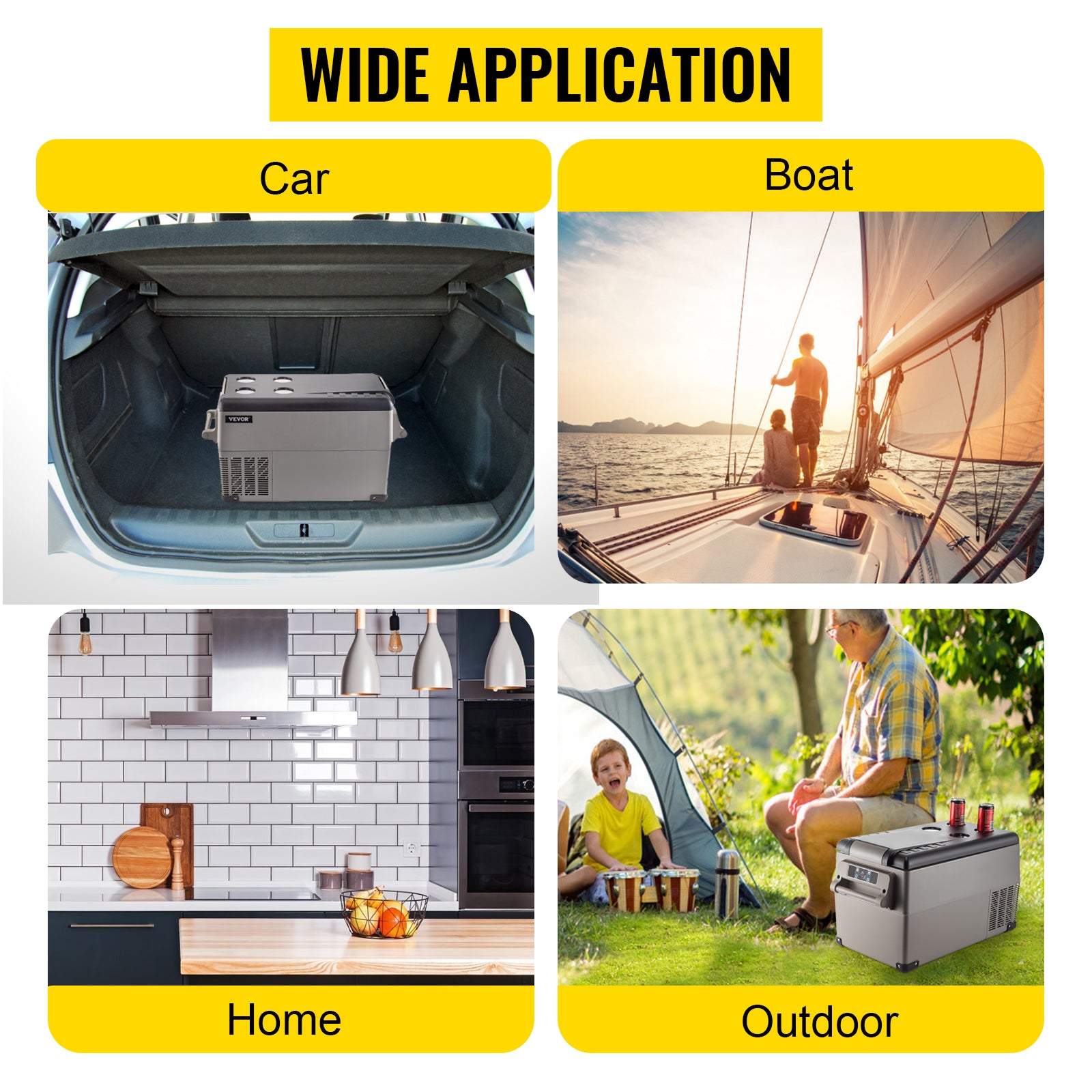 VEVOR 35L/45L/55L Car Fridge Freezer, Portable Compressor Cooler for Vehicles, Travel, Outdoor & Home Use